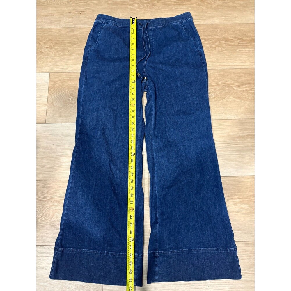 Chico's Women's Wide Leg Denim Jeans Size 2R US 12R Drawstring Dark Wash Blue - Picture 2 of 9